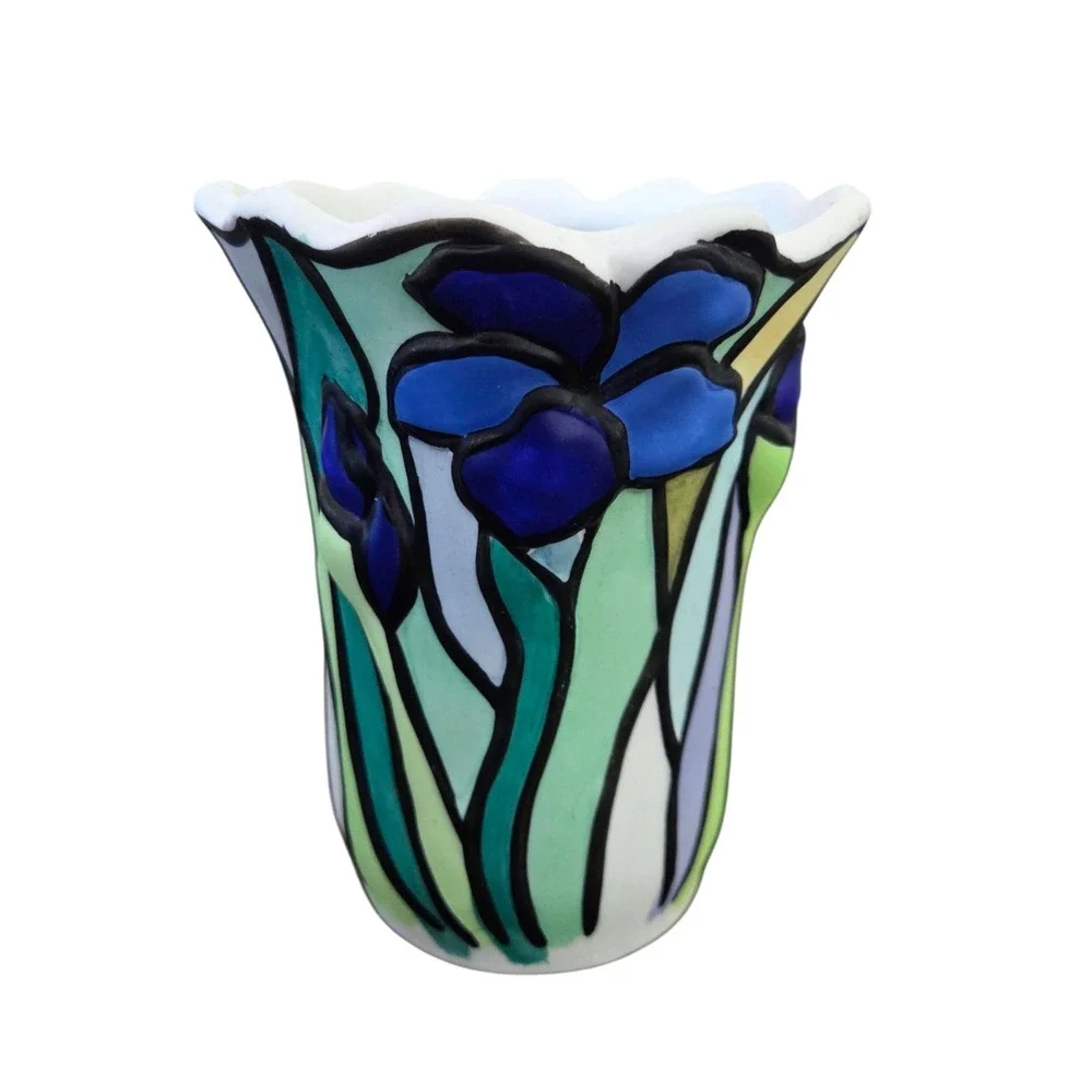 Vintage Porcelain Bisque Tealight Candle Holder‎ IRIS Hurricane Lamp Shade Cover